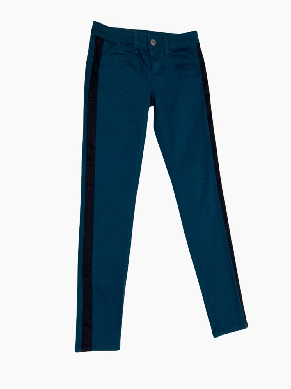 American Eagle Outfitters Teal Skinny Pants with Black Side Stripes